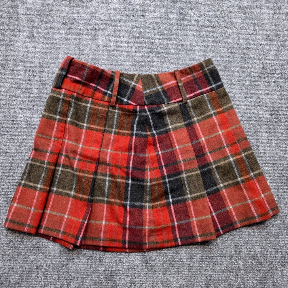 Next Red Plaid Wool Blend Pleated Mini Skirt Tartan Schoolgirl UK 12 M Academia